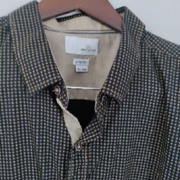 CRAFT + FLOW Men 3X Black/Tan Stretch Comfortable Casual Button Preppy Shirt Y2K - Picture 5 of 5